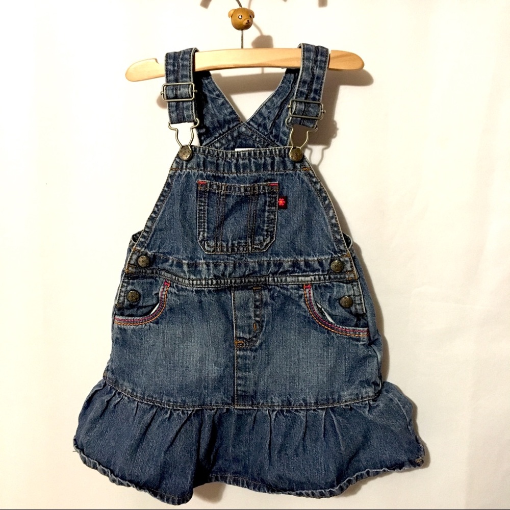 Jean overall dress with embroidery